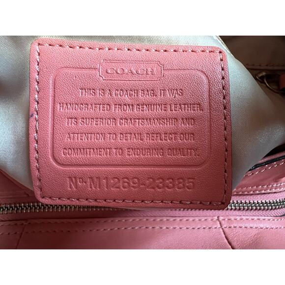 Coach Maggie Madison Woven Leather Hobo 23385 in Salmon Pink - Picture 6 of 11